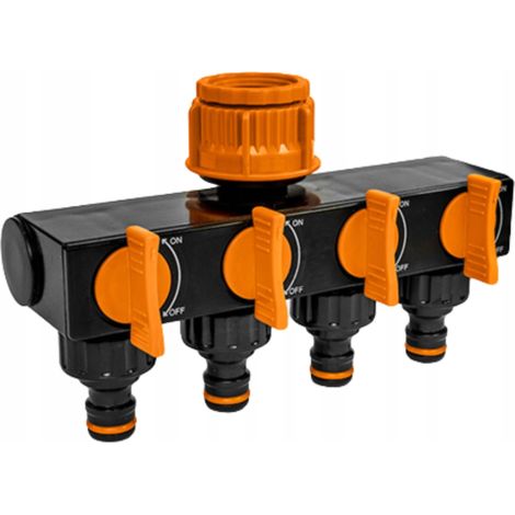 Distribuidor de jardín de 4 vías Black Line con válvulas Bradas 8214 (1/2)