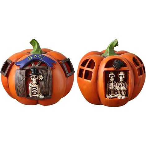 KLVGTIFS PU - Lanterne citrouille d'Halloween, accessoires de décoration, décoration de festival fantôme, lampe LED tête de mort, convien (1/4)