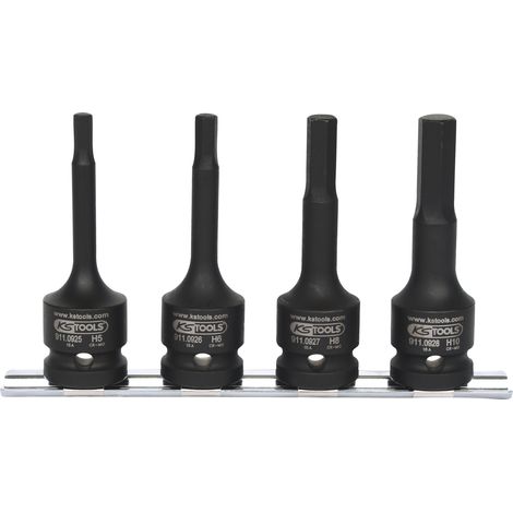 KS Tools 1/2 Kraft-Bit-Stecknuss-Satz, lang, 4-tlg (1/2)