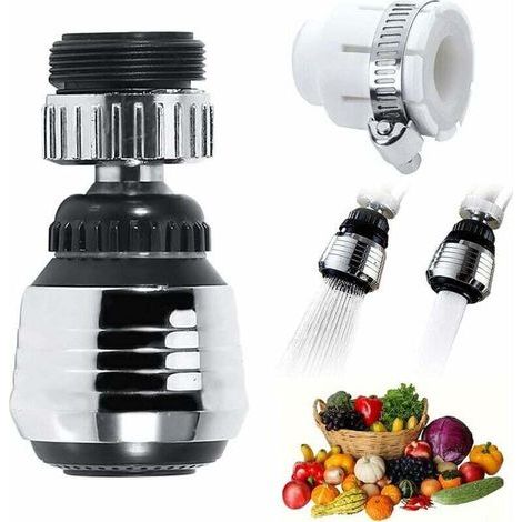 Brise Jet Robinet,Embout Robinet Orientable 360°,Accessoire de Robinet pour Embout Robinet Cuisine,Jet Ventilé Et Jet de Douche,Deux Modes d'Eau (1/5)