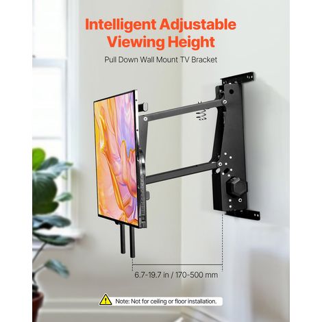 Support Mural TV Motorisé pour Écrans 32-65 po/81,3-165 cm, Fixation TV Murale Réglable Électriquement, Accroche Télévieur Charge J… (1/5)