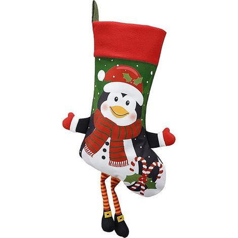 (Bas de Noël pingouins) Grand sac cadeau Père Noël, renne, bonhomme de neige et pingouin, décoration de Noël (1/5)