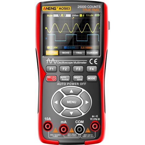 Oscilloscope portable 3 en 1, multimètre, générateur de signaux, double canal, bande passante 50 MHz, échantillonnage 280 MSa/s, 25 000 points