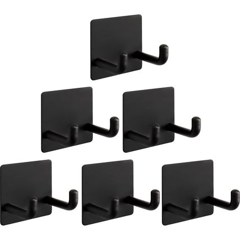 Filiyano-Porte-rasoir, lot de 6 crochets porte-serviettes autocollants noirs en acier inoxydable pour salle de bain, 4,5 x 4,5 cm (1/3)