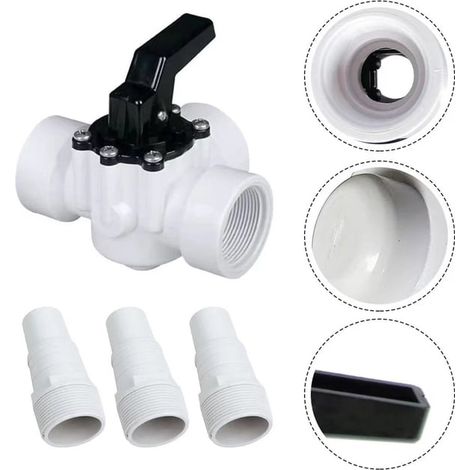 Kit di bypass da 4 pezzi, pompa di bypass per filtro piscina, raccordo a T per riscaldamento solare, valvola a tre vie con striscia in Teflon (1/5)