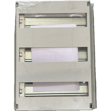 Chassis modulaire rail DIN + plastron 3 rangées de 11,6 modules (35M) entraxe 110mm pour équiper coffret 400x300mm GISSEY