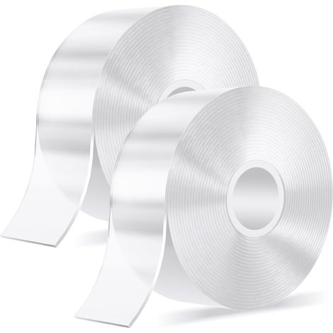 Lot de 2 rubans adhésifs double face nano ultra-résistants – Transparente et sans traces (1/4)