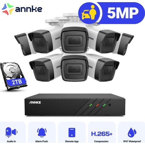 ANNKE 8CH CCTV kits 6MP NVR IR Network 8Bullet Camera Night Vision Motion Detection Remote Monitoring PoE Security Surveillance System - 2TB HDD (1/5)