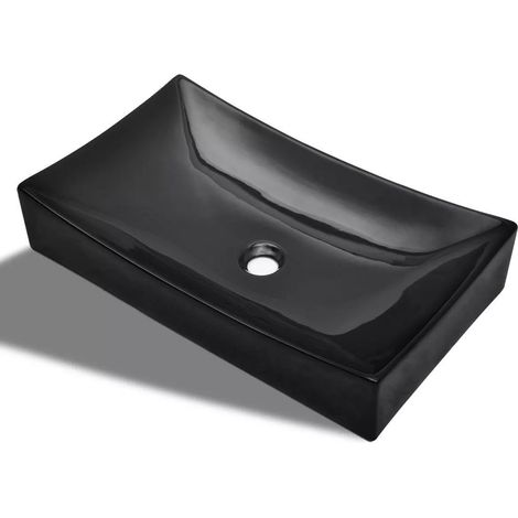 Vasque rectangulaire céramique Noir pour salle de bain (1/5)