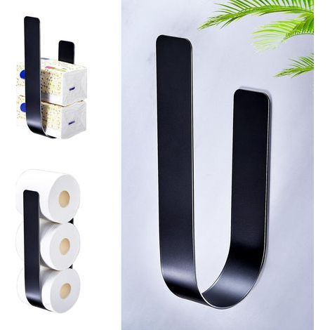 1 porte-papier toilette de rechange sans perçage, fixation murale auto-adhésive. (1/4)
