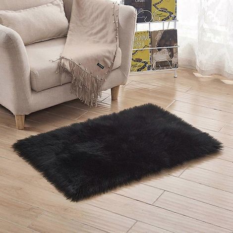 Tapis shaggy doux et chaud en fibres synthétiques, antidérapant pour siège de chaise, tapis de sol multifonctionnel pour lit et canapé.