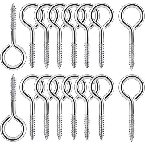 25 Pièces M4 Piton à Visser en Acier Inoxydable 304 Vis Mouton Oeil Rond Auto Taraudeuse Vis à Anneau Crochets à Oeil Boulon à œil Crochets Piton à Vis 50mm (1/5)