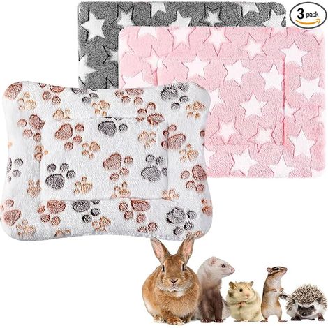 Set of Rabbit, Guinea Pig Rug for Small Animals, 32 x 25 cm Hamster Bed Mat, Warm Soft Fleece Rabbit Bed, Suitable for Hamsters, Rabbits, Chinchillas (1/5)