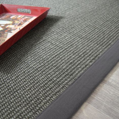 Tapis Sisal Quintana anthracite - Ganse coton anthracite - 160 x 230 cm (1/5)
