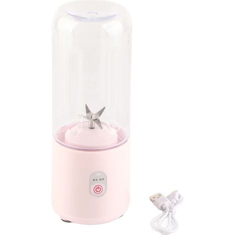 Extracteur de jus portable 500 ml Mini rose, 6 lames, chargement USB, pour fruits et légumes (1/5)
