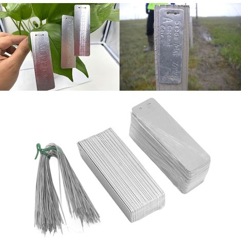 Aluminium-Pflanzenetiketten, doppelseitig, für den Außenbereich, 100 Stück, Metall-Baumkennzeichnung, Gartenetiketten, langlebig, hochwertig, 82 x 25 mm, 320 g, Aluminium