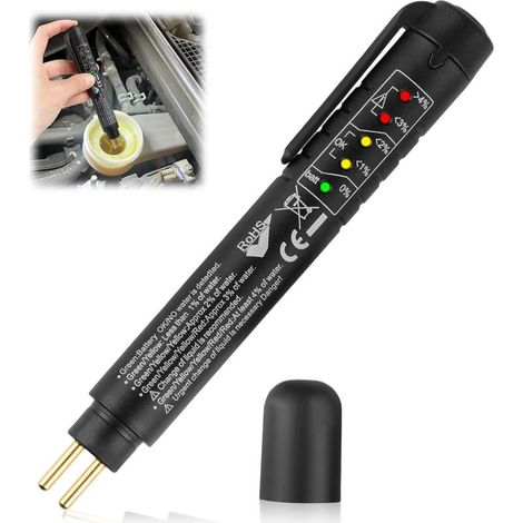 Bremsflüssigkeitstester für Autos, 5 LED-Anzeigen, testet DOT3, DOT4 und DOT5, universeller Feuchtigkeitsmessgerätstift für Kfz-Flüssigkeiten (1/5)