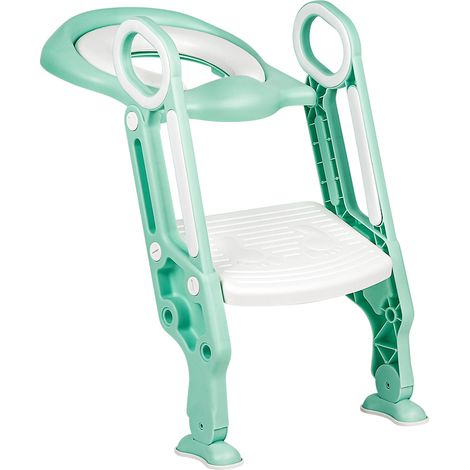 Siège Toilette Enfant Pliable et Réglable, Réducteur de Toilette Bébé pour D'apprentissage à la Propreté,Réducteur de WC Pour Enfant -vert clair (1/5)