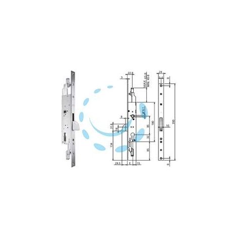 SERRATURA TRIPLICE INFILARE PER MONTANTI E PERSIANE S/SCROCCO N98800 - mm.30 (N9880030000)
