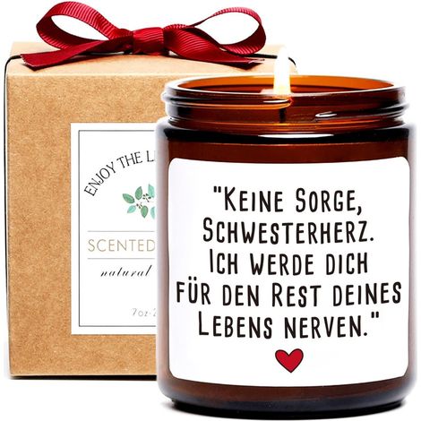 Duftkerze für Schwester, Geburtstagsgeschenk, Sojawachs, 200g, Geschenkbox