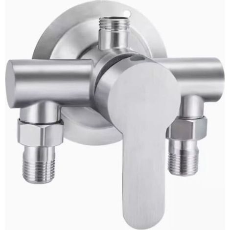 Interrupteur de robinet de douche en acier inoxydable G1/2 Filetage 304 Mélangeur d'eau chaude et froide Poignée en métal murale