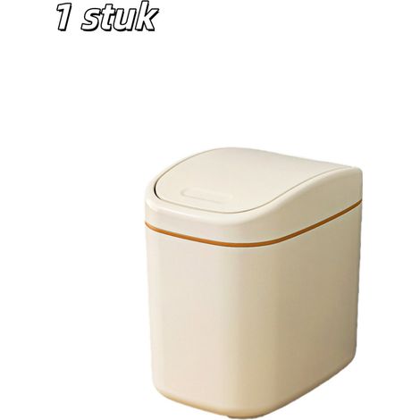 Petite poubelle intérieure avec couvercle pour cuisine chambre salle de bain et bureau couleur jaune (1/5)
