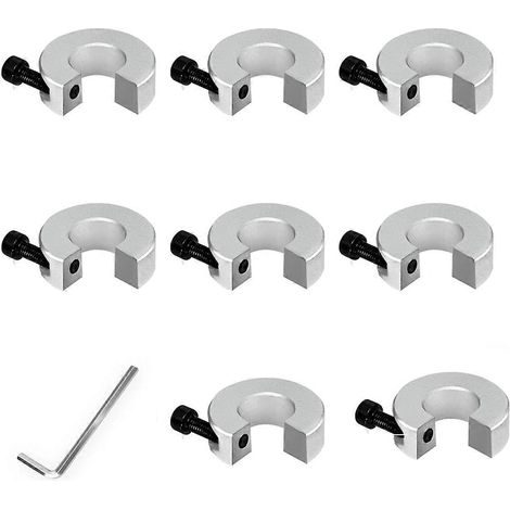 Lot de 8 butées de rail linéaire SBR16, tige en alliage d'aluminium, couleur argent (1/5)