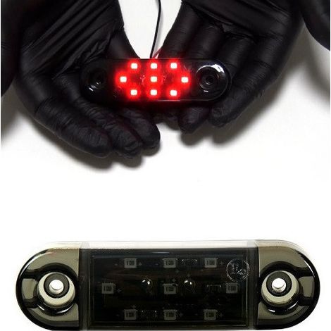Feu de gabarit LED teinté, 9 LED, rouge, 12–24 V, câble de 20 cm
