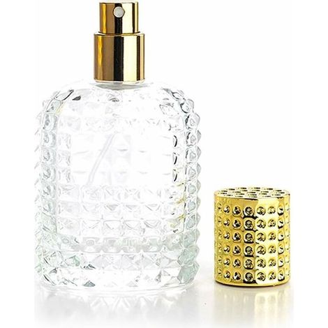 Lot de 6 vaporisateurs vides rechargeables en verre épais 50 ml – Entonnoir de remplissage inclus – Capuchon doré pour élégance (1/5)