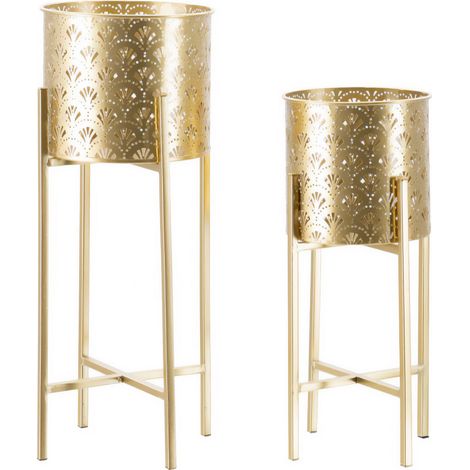 Metall-Blumenständer NAT, 2er-Set, gold, Ø 21x52 und 19x42 cm (1/5)