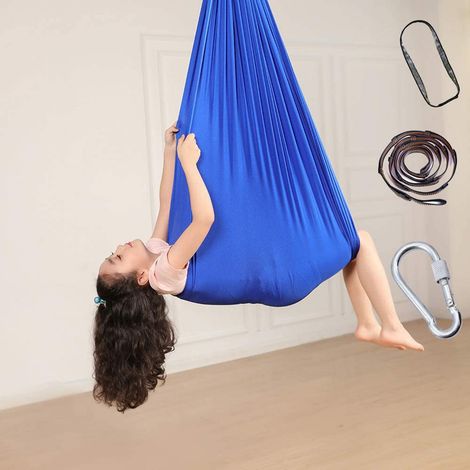 1 m hamac enfant extensible balancelle intérieur extérieur bleu saphir (1/4)
