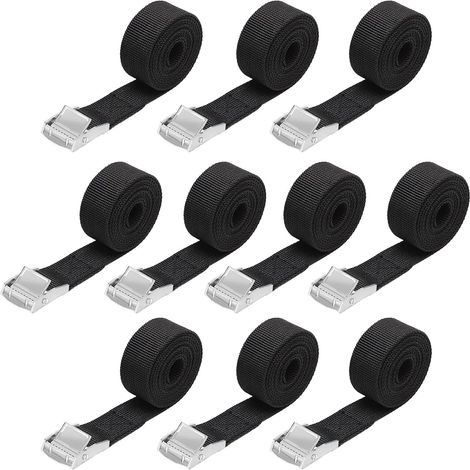 Lot de 10 Sangles d'arrimage Courtes de 50 cm pour Porte-vélos, Sangles de Fixation avec Boucle de Serrage pour Voiture, Petit vélo, Moto, Bagages, Camping (50cm) (1/5)