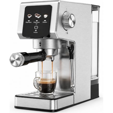 Machine à Café Expresso 20 Bars 1350 W – Écran Tactile, Réservoir Amovible 1,2 L, Espresso Simple ou Double