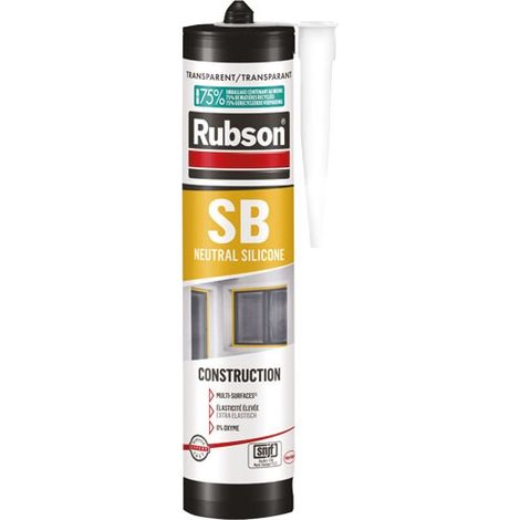 Masilla de silicona para construcción translúcida cartucho de 280 ml - Rubson