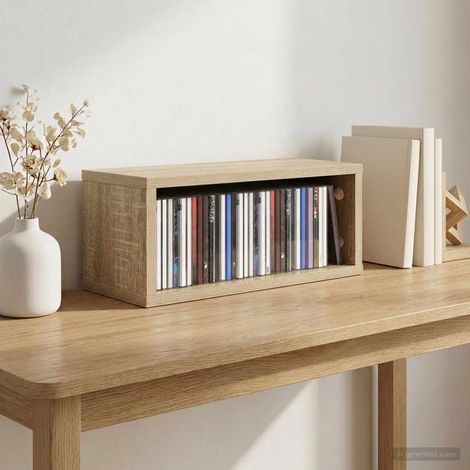 vidaXL Soporte para CDs Roble Sonoma 40 x 17 x 17 cm (1/5)