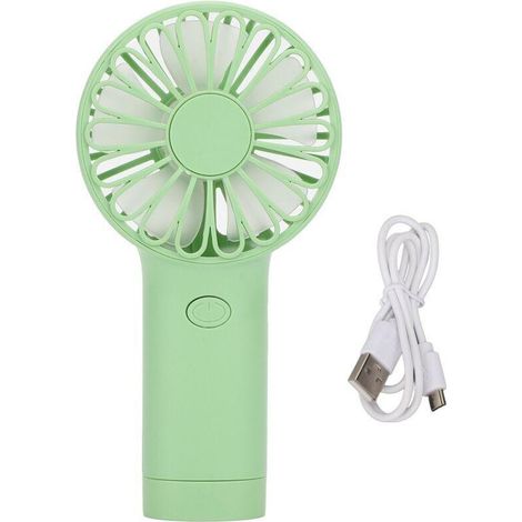 Filiyano-Ventilateur vert portable. Fonctionne sur piles. Rechargeable par USB. Petit format, idéal pour les voyages, les pique-niques et le bureau. (1/4)