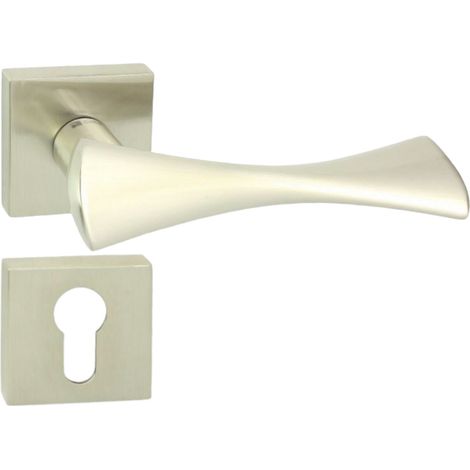 DOMINO Poignée de porte TORA QR M9 PZ Poignée avec plaque PZ pour cylindre profilé Nickel (1/5)