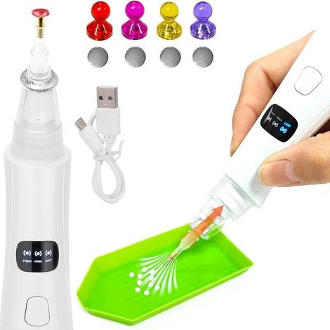 Électrique Stylo Diamond Painting, Mode d'aspiration réglable, Stylo à dessin Diamond Art avec pompe à vide– 4 Localisateurs pour Diamant Art&2 Embouts de Rechange – Outil de Peinture (1/5)