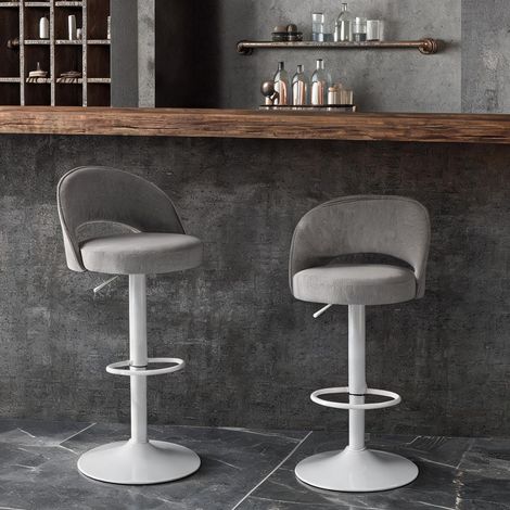 Tabouret de bar gris en chenille 100 polyester 49,5 x 48 x 110 cm (1/5)