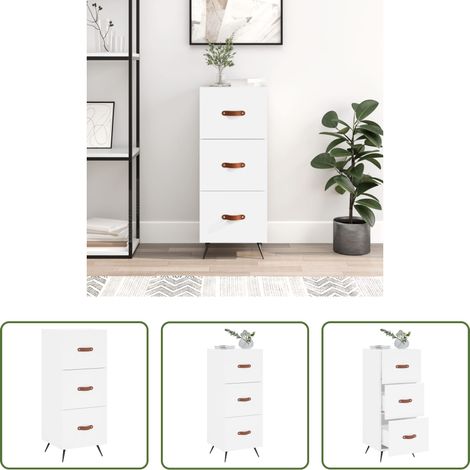 vidaXL Metallbeine -  Sideboard Weiß 34,5x34x90 cm Holzwerkstoff (1/5)
