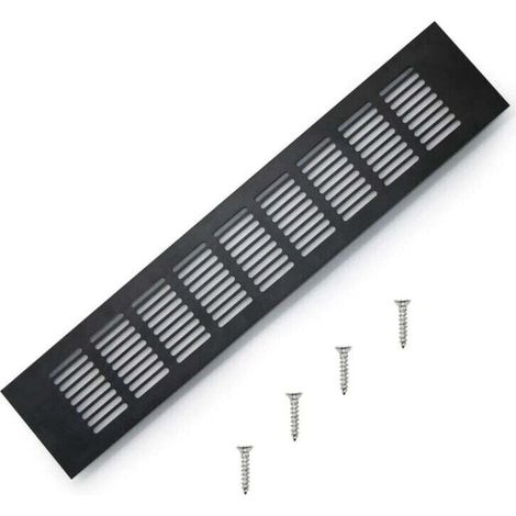 Grille de ventilation intégrée en aluminium, grille de ventilation inclinée de 400 mm pour la ventilation des armoires et des chambres (noire) (1/4)
