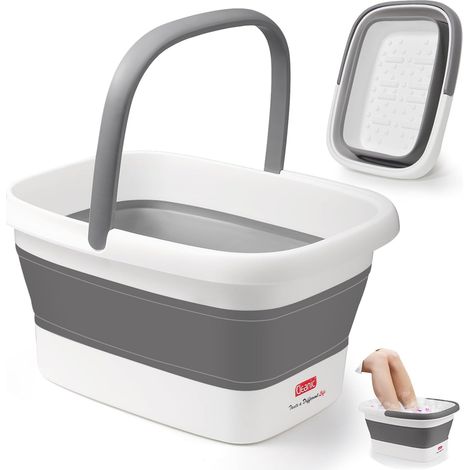 DEANIC Fußbad Fussbad mit Massage Faltbare Fußbadewanne, Fußwanne Fussbadewanne mit Massage, Mit Griff Tragbares Fußmassage (Grau) (1/5)
