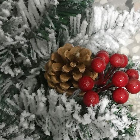 Beflockter Rattan-Weihnachtskranz, Weihnachtsdekoration, Rattan, 1,8 m (1/5)