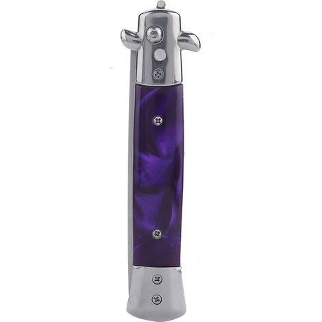 Peigne à huile pliant à ressorts, brosse ronde lisse violette, coiffure portable peigne de poche (1/5)