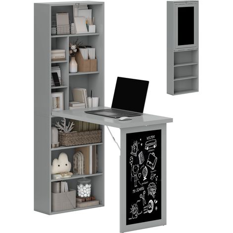 HOMCOM Convertible Desk with Blackboard Multi-function Computer Office Grey