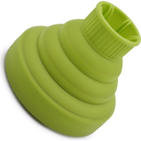 Séchoir à cheveux diffuseur silicone léger pliable portable, accessoire pour brushing maison salon, vert, embout universel (1/5)
