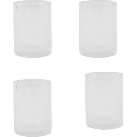 4pcs Verres Boisson Côtes Set Verres Clair Cocktail Élégant – Verrerie Eau Jus Whisky Bière Café Glacé M 300ml 6.8x9.3cm / 2.7x3.7in (1/4)