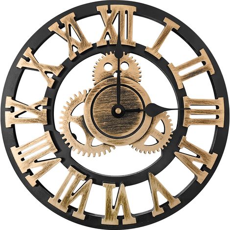 Orologio a pendolo silenzioso vintage con numeri romani Orologio industriale 3D silenzioso per la casa per soggiorno, ingresso, arredamento per la casa (30 cm, numeri romani) (1/5)