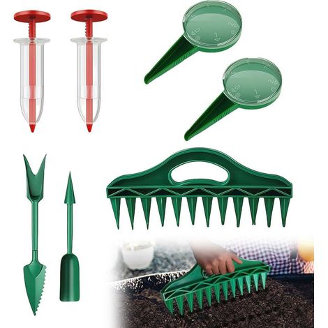 7 Pièces Distributeur de Graines Semis Planteur Portable pour Semis Jardinière de Sol à 12 Trous Semoir à Graines Manuel Semence pour Ferme de Légumes de Jardin (1/5)