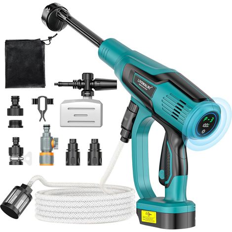 sans Balais Nettoyeur Haute Pression Compatible avec 18V  Nettoyeur Haute Pression Sans Fil Mobile 82 Bar, 6L/Min, 3Niveaux, Buse 6-en-1, pour Voiture, Jardin-(Sans Batterie) (1/5)